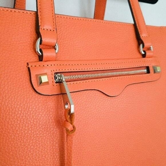 Rebecca Minkoff Side Zip Expandable Large Leather Tote in Flame NWT - Picture 6 of 14